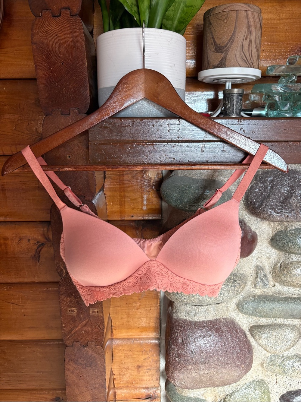 Aerie Real Sunnie Wireless Lace Bra Dusty Rose 32C